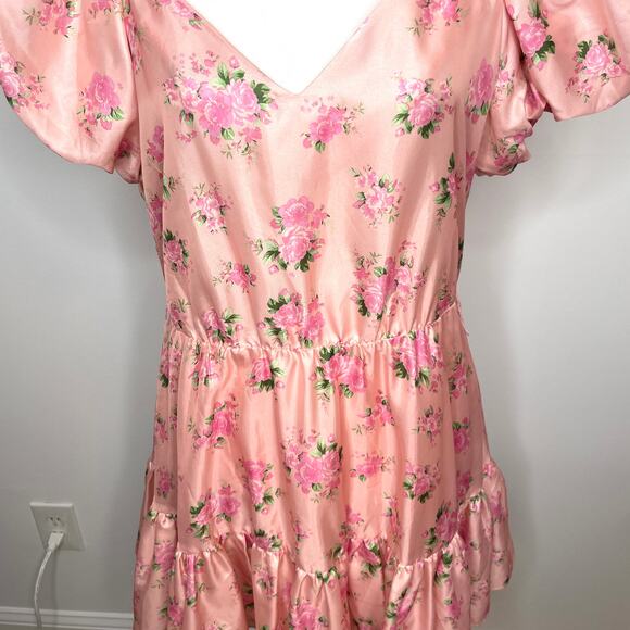 LoveShackFancy x Target Floral Puff Sleeve Cecile Mini Dress In Pink Size 8 - Picture 5 of 16